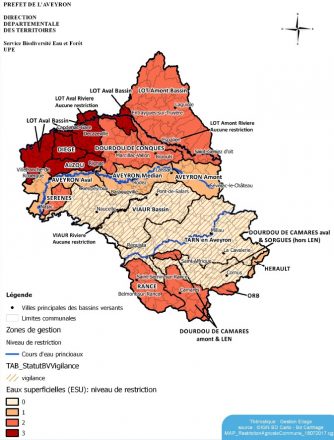 Restriction des prelevements et usages - situation au 07/09/2019