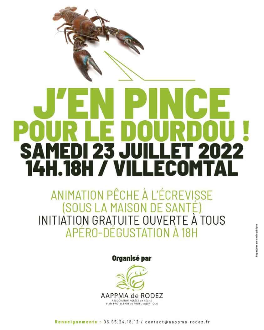 Pêche à l'écrevisse dans le Dourdou à Villecomtal le 23 Juillet 2022